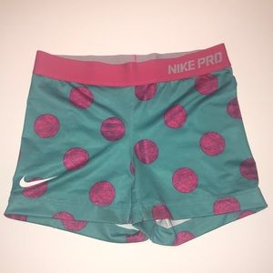 Polka Dot Nike Pro Spandex Small- Pink/Blue